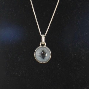 Sterling Silver Glass Blue Cat Eye Pendant