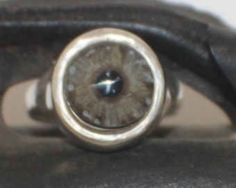 Size 6.5 Sterling Silver Prosthetic Glass Eye Ring