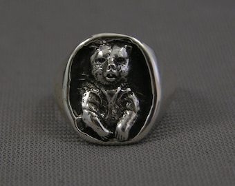 Size 6.5, Sterling Silver Grizzly Bear Ring