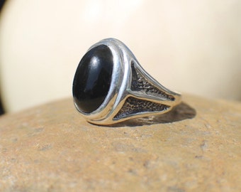 Size 10 Sterling Silver Black Onyx Ring