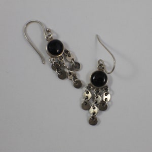 Sterling Silver Black Onyx Dangle Earrings