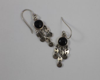 Sterling Silver Black Onyx Dangle Earrings