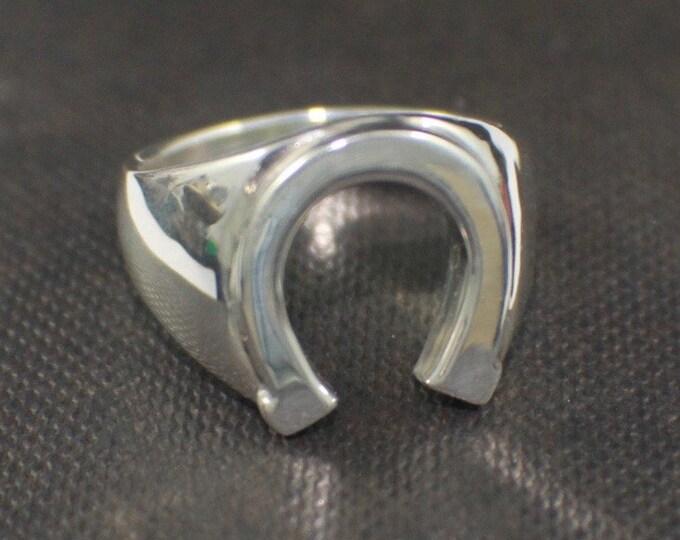 Men's Sterling Silver Horseshoe Ring – CZ Good Luck Ring, Size 11, Made In USA - View #12