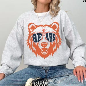 Maglione mascotte dei Bears, squadra preferita, maglione della squadra scolastica dei Bears, girocollo della squadra dei Bears, spirito scolastico dei Bears, mascotte, Chicago, maglione dei Bears