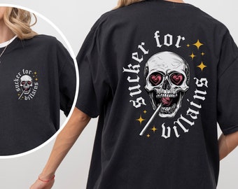 Sucker for Villains Shirt | Dark Romance Crewneck, Spooky Season Shirt, Bookish Shirt Vintage Bookish Gift For Book Lover Reader