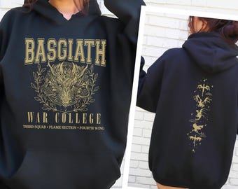 Sudadera con capucha del Dragón de la Cuarta Ala, camiseta de la Escuela de Guerra Basgiath, sudadera con jinete de dragón, suéter literario, serie Empírea, camiseta de la Cuarta Ala