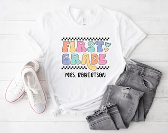 First Grade Teacher Shirt, Custom 1st Grade Teacher Gift For First Grade Crew T Shirt, First Grade Team, 1st Grade Shirt, Retro Teacher Tee