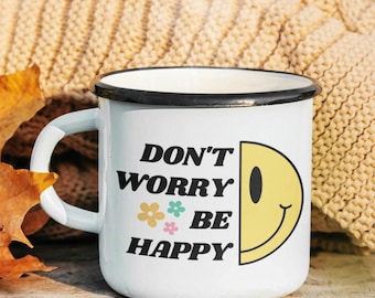 Don't Worry Be Happy, Flower Smiley Face Mug, Smiley Face Mug, Flower Mug, Smiley Mug, Happy Face Mug