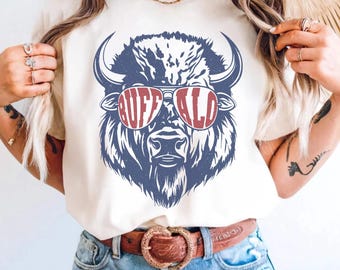 Retro Buffalo Football Shirt, Womens Buffalo Fan Gift, Comfort Colors Buffalo, Trendy Buffalo Shirt, Girl Sports Shirt, Buffalo Mascot Shirt