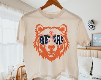 Vintage Bears Shirt, Comfort Colors® Crop Top, Bears Game Day, Bears Mascot Crop Top, Sports Shirt, Tailgate Football Tee, College Spirit