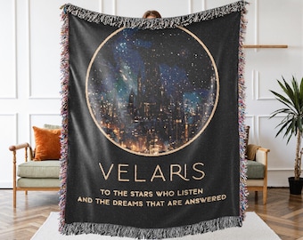 Velaris Blanket, ACOTAR Merch, Book Lovers Woven Blanket Sarah J Maas Velaris Booktok Feyre Rhysand Bookish Blanket ACOTAR Blanket Book Gift