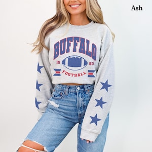 sweat-shirt de football Buffalo vintage | Pull ras du cou en éventail Buffalo | Pull le jour du match | Maillot de supporter de football Buffalo | Sweat-shirt New York, cadeau de fan
