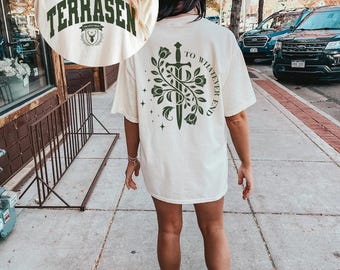 Terrasen Comfort Colors Shirt, To Whatever End Shirt, Throne of Glass shirt, Gift for Rhysand Fan Girl, ACOTAR Merch, Aelin Galathynius TOG