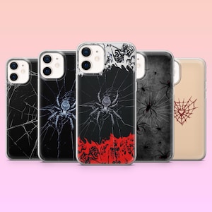 Spider Phone Case Gothic Spiderweb Cover for iPhone 17Pro Max, 16, 15, 14, 13, 12, Samsung S25, S24, S23, S22, A16, A56, Pixel 10Pro XL, 9A
