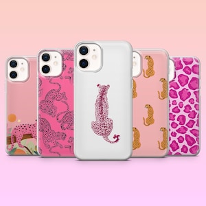Pink Cheetah Phone Case Cute Leopard Cover for iPhone 17, 17Pro, 16Pro, 15, 14, 13, 12, Samsung S25, S24, S23, S22, A16, A56, Pixel 10, 9A