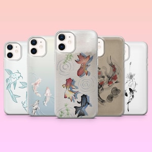 Koi Fish Phone Case Japanese Koi Carp Cover for iPhone 17, 17Pro, 16e, 15, 14, 13, 12, Samsung S25, S24, S23, S22, A16, A56, Pixel 10Pro, 9A
