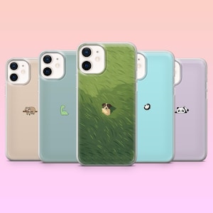 Eenvoudig dier telefoonhoesje schattige hond minimalistische hoes voor iPhone 16e, 15Pro, 14, 13, 12, Samsung S25+, S24, S23FE, S22, A16, A56, A35, Pixel 9