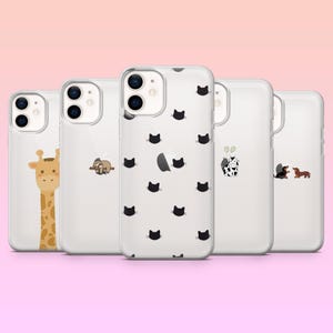 Przezroczysty futerał na telefon ze zwierzęciem Przezroczysty uroczy prosty pokrowiec na iPhone'a 16e, 15Pro, 14, 13, 12, Samsunga S25, S24, S23, S22, A16, A56, A35, Pixel 9