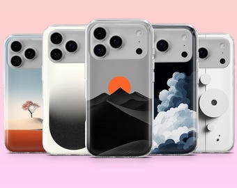 Funda minimalista moderna con diseño abstracto para iPhone 17e, 17Pro, 16e, 15, 14, 13, 12, Samsung S26, S26+, S25, S24, A56, Pixel 10, 10A