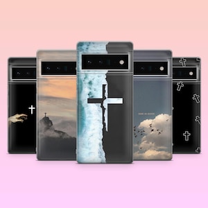 Christian Phone Case God Jesus Cross Cover for Google Pixel 9, 9Pro, 8A, 7Pro, 7, 6, Samsung Galaxy S25+, S24, S23, A25, A16, A55, iPhone 16