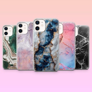 Abstract Marble Phone Case Aesthetic Marmor Cover for iPhone 16Pro, 15, 14, 13, 12, 11, Samsung S25, S24, S23, S22, A16, A56, A54, Pixel 9A
