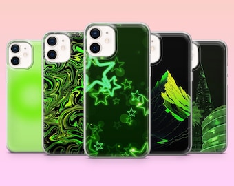 Neon Grün Handy Hülle Trendige Farbe Ästhetische Abdeckung für iPhone 17, 16, 16Pro, 15, 14, 13, 12, Samsung S25, S24, S23, S22, A16, Pixel 10Pro, 9