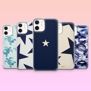 Blue Star Handyhülle, dunkelblauer Stern für iPhone 16 Pro, 15, 14, 13, 12, Samsung S25+, S24Ultra, S23Fe, S22, A16, A55, A25, Pixel 9Pro