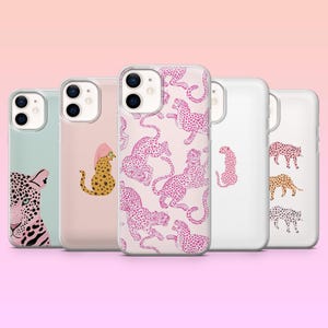 Pink Cheetah Phone Case Cute Leopard Jaguar Cover for iPhone 17, 17Air, 16, 15, 14, 13, 12, Samsung S25, S24, S23Fe, S22, A16, Pixel 10Pro