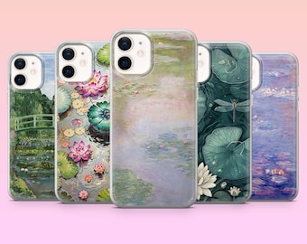 Water lily Phone Case Aquatic Flower Art Cover for iPhone 17, 17Air, 16, 15, 14, 13, 12, Samsung S25, S24, S23Fe, S22, A16, Pixel 10, 10Pro