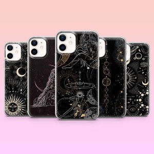 Astrologie Handyhülle ästhetischer Raum Sonne und Mond für iPhone 16 Pro, 15, 14, 13, 12,Samsung S25, S24, S23, S22, A55,A25, Pixel 9Pro, 8