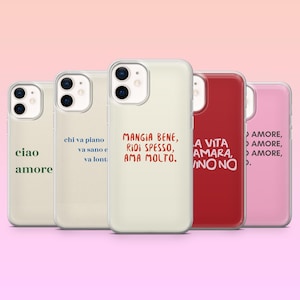 Custodia per telefono con citazioni italiane, cover estiva italiana per iPhone 16e, 15, 14, 13, 12, Samsung S25, S24, S23, S22, A16, A55, A35, Pixel 9Pro, 8A