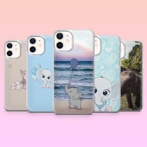 Baby Elephant Phone Case Kawaii Animals Cover for iPhone 17, 17Air, 16, 15, 14, 13, 12, Samsung S25, S24, S23, S22, A16, Pixel 10, 10Pro, 9