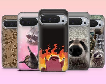 Raccoon Phone Case Animal Meme Funny Racoon Cover for Google Pixel 10, 10Pro, 10Pro XL, 9A, 9,  8A, 7, 6A, Samsung S25, S24, S23, iPhone 17