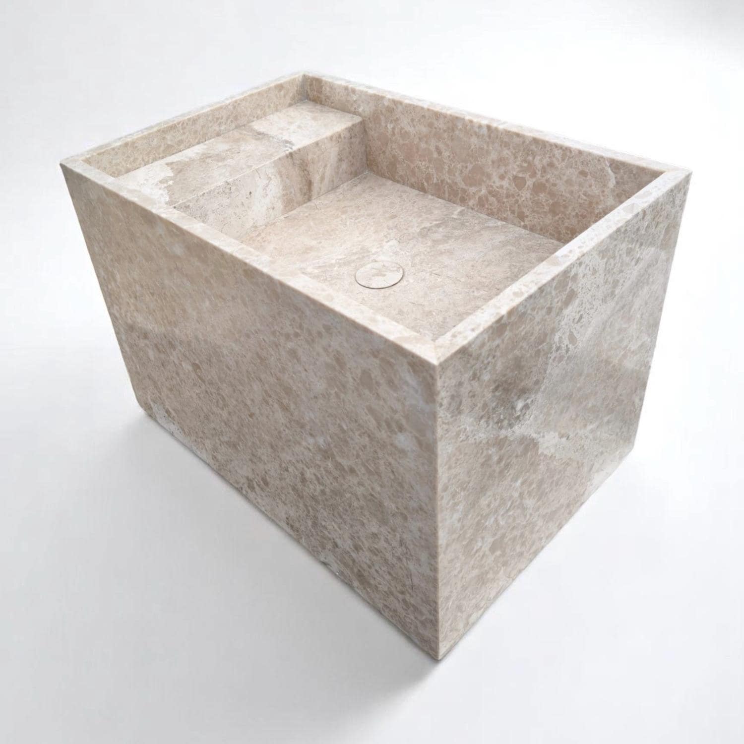 Unique Marble Wall Mounted Sink, Natural Stone Handcrafted Basin, Beige Marble Washbasin, Luxury Stone Sink, Bathroom Marble Wall Mount Sink