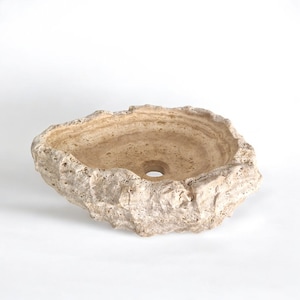 Natural Travertine Stone Sink, Unique Vessel Sink for Bathroom, Marble Stone Countertop Sink, Rustic Farmhouse Vessel Sink, Travertine Basin