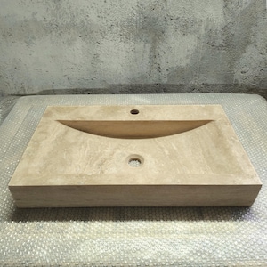 Vanity Stone Sink, Travertine Bathroom Vessel Sink, Natural Stone Countertop Basin, Rustic Farmhouse Vessel Sink, Bathroom Decor Wash Basin