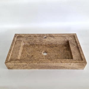 Natural Marble Stone Vessel Sink, Modern Farmhouse Home Decor Vanity Sink, Countertop Washbasin, Elegant Marble Vessel Sink for Bathroom