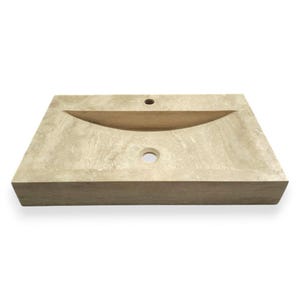 Beige Travertine Vanity Sink, Rustic Countertop Sink, Natural Stone Vessel Sink, Bathroom Decor Travertine Vessel Sink, Modern Marble Sink
