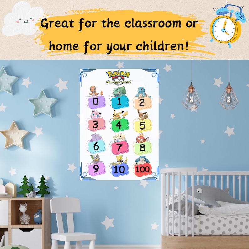 Pokemon Number Chart Printable | Printable Kindergarten Wall Art ...