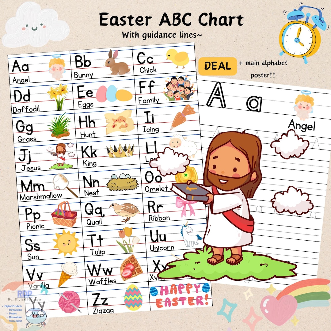 Easter ABC Chart Printable | Printable Kindergarten Wall Art | Learning ...