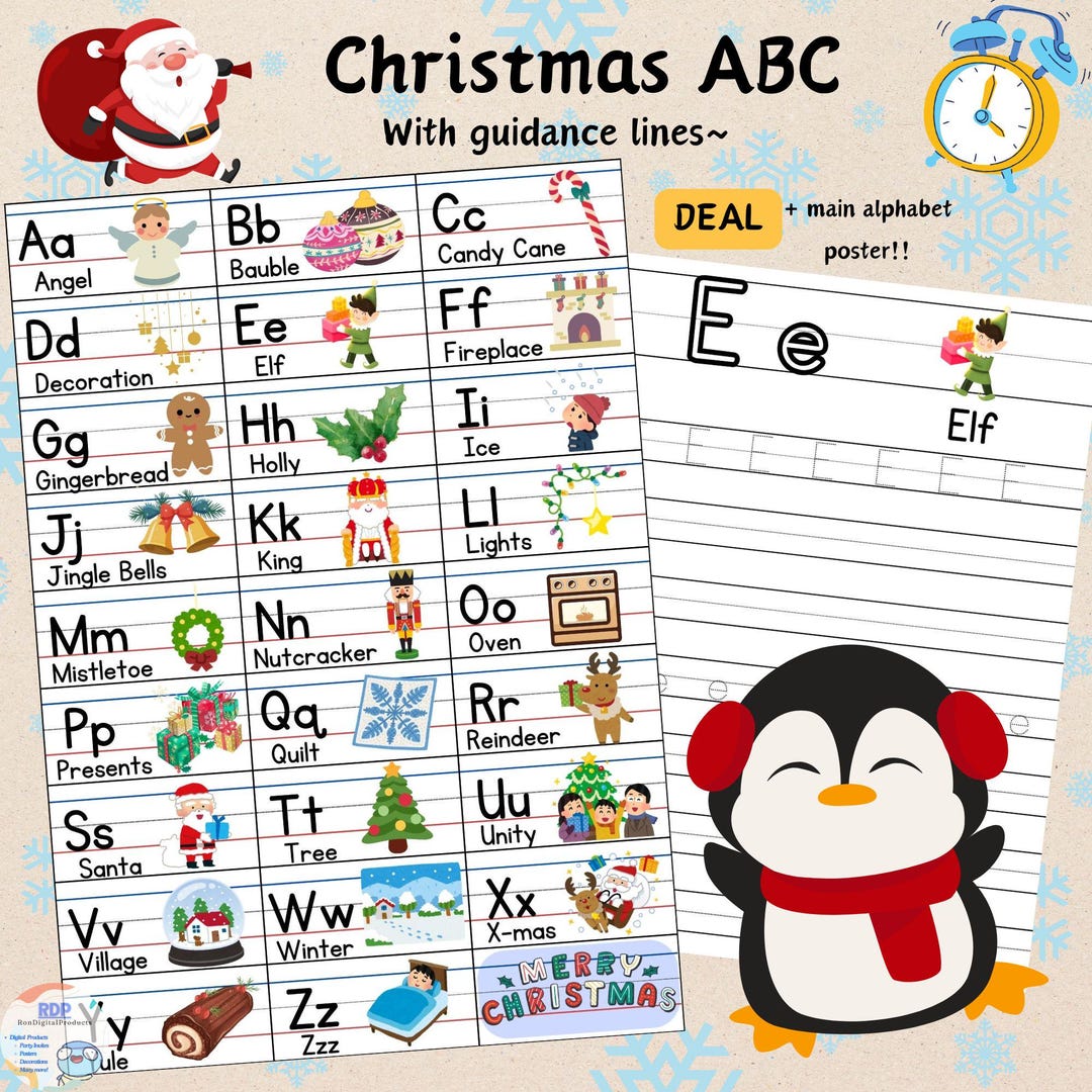 Christmas ABC Chart Printable CUTE | Printable Kindergarten Wall