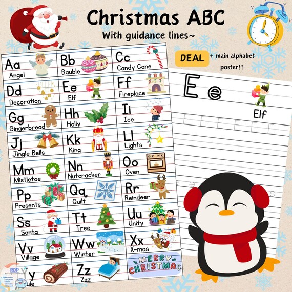 Christmas ABC Chart Printable CUTE | Printable Kindergarten Wall