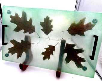 Real Maple Leaf Autumn Centerpiece.  Resin Serving Tray