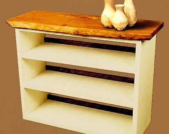 Bookcase Live Edge Organic  Modern Design  Storage Solution Contemporary Furniture Scandinavian Home Library with Japandi influence.