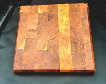 Cutting Board Cherry Minimalist Bar Board Housewarming Kitchen Gift Butcher Block End Grain Geometric Wood Chopping Surface Realtor Closing