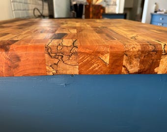 Butcher Block Curly Maple cutting board Kitchen Island Top Cutting Board Custom Design Farmhouse Style Rustic Workspace Food Preparation