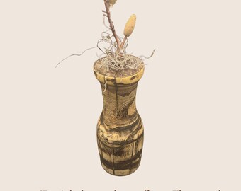 Maple Wood Vase Dried Flower Holder Rustic Home Centerpiece Farmhouse Table Botanical Arrangement Stand Handmade Artisan Sculpture Wabi Sabi