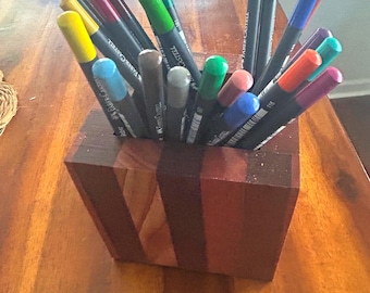 Wooden Pencil Holder Desk Organizer Office Storage Supply Caddy Stationery Accessory Writing Container Pen Stand Workspace Decoration