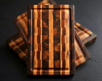 Edge  Grain Cutting Board Handmade Walnut End Grain Cutting Board: Maple Butcher Block with Handles (17x10x1.5) Signature Collection
