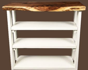 Bookcase Live Edge Rustic Modern Design Wood Storage Solution Contemporary Furniture Natural Shelf Scandinavian Home Library